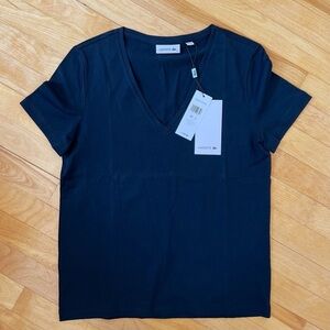 NWT Lacoste V-Neck Tee Shirt Navy - 34/2